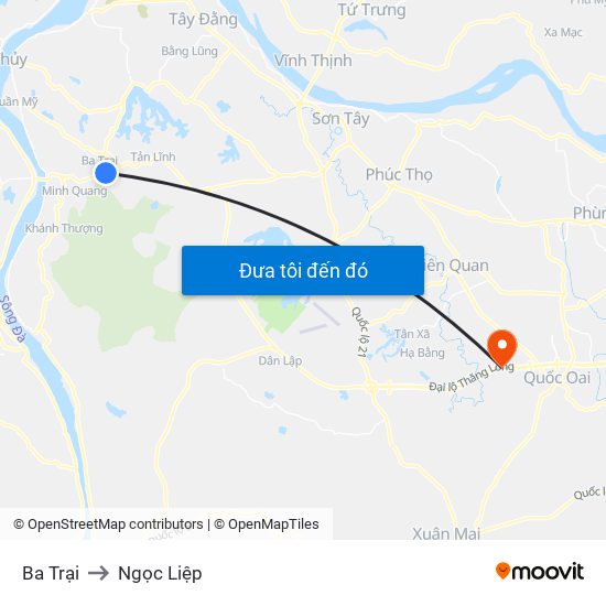 Ba Trại to Ngọc Liệp map