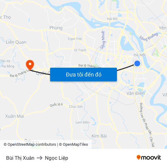 Bùi Thị Xuân to Ngọc Liệp map