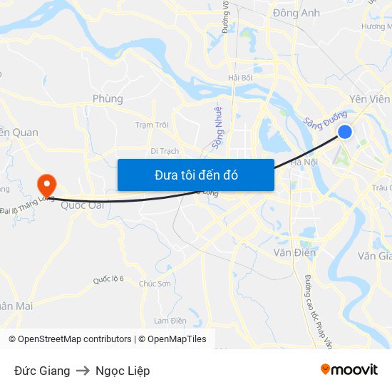 Đức Giang to Ngọc Liệp map