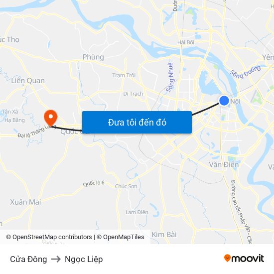 Cửa Đông to Ngọc Liệp map