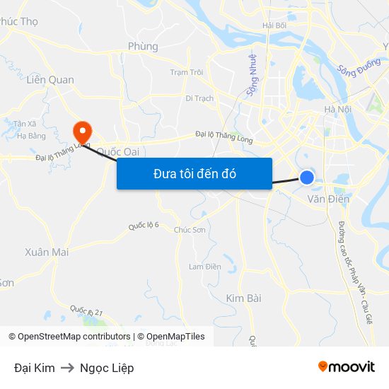 Đại Kim to Ngọc Liệp map