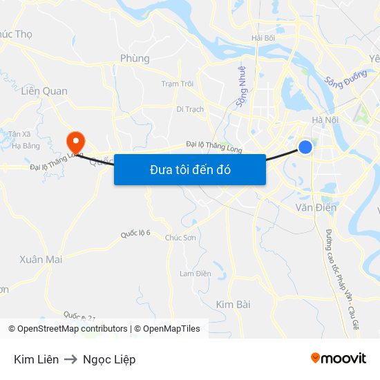 Kim Liên to Ngọc Liệp map