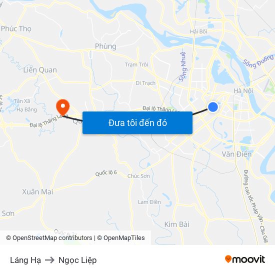 Láng Hạ to Ngọc Liệp map