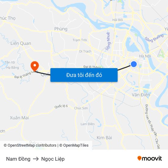 Nam Đồng to Ngọc Liệp map