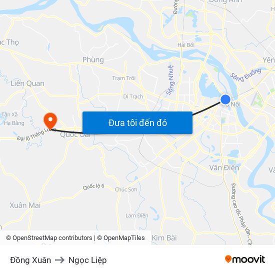 Đồng Xuân to Ngọc Liệp map