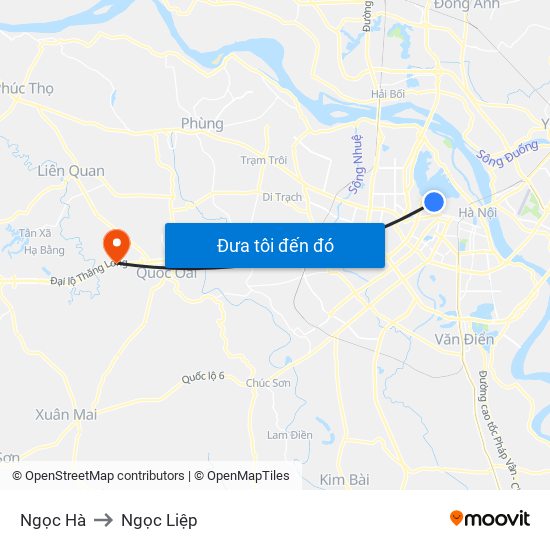 Ngọc Hà to Ngọc Liệp map