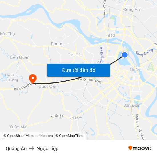 Quảng An to Ngọc Liệp map