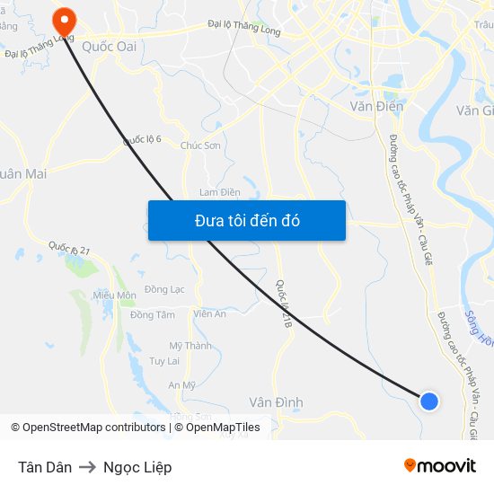 Tân Dân to Ngọc Liệp map