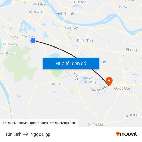 Tản Lĩnh to Ngọc Liệp map