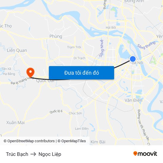 Trúc Bạch to Ngọc Liệp map