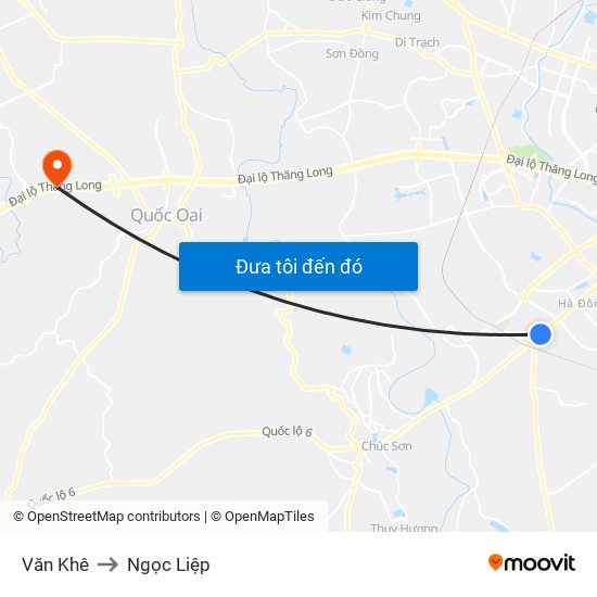 Văn Khê to Ngọc Liệp map