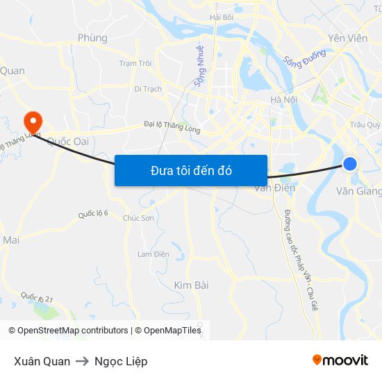 Xuân Quan to Ngọc Liệp map