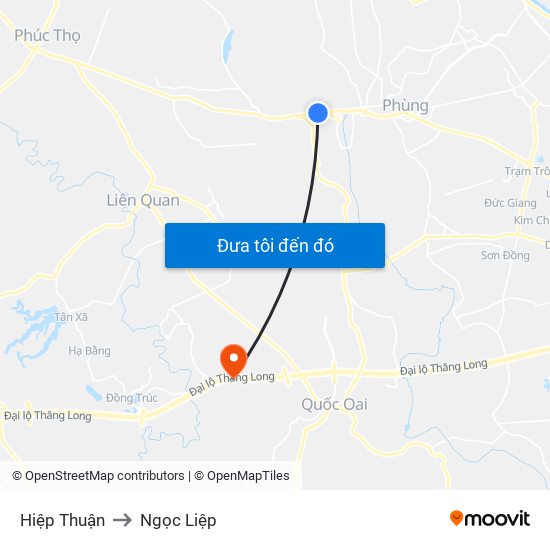 Hiệp Thuận to Ngọc Liệp map