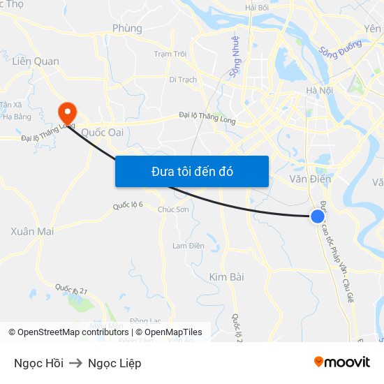 Ngọc Hồi to Ngọc Liệp map