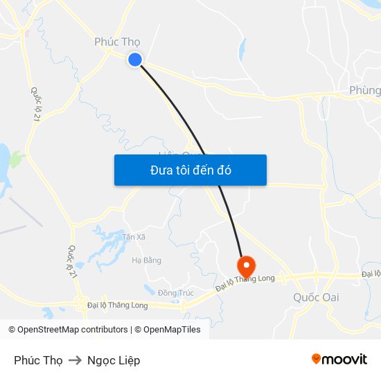 Phúc Thọ to Ngọc Liệp map