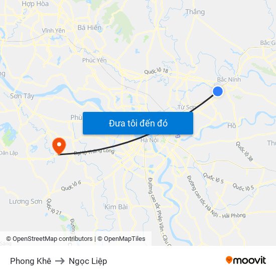 Phong Khê to Ngọc Liệp map