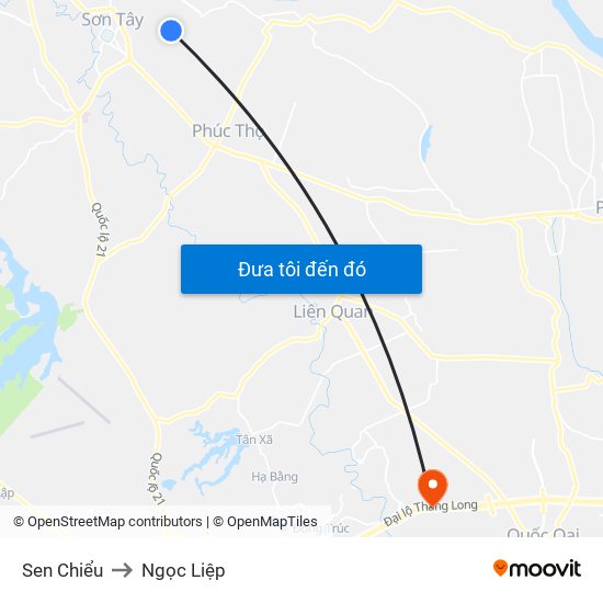 Sen Chiểu to Ngọc Liệp map
