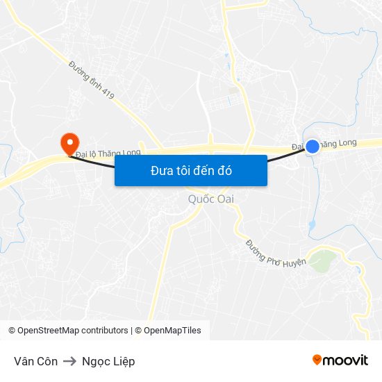 Vân Côn to Ngọc Liệp map