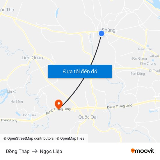 Đồng Tháp to Ngọc Liệp map