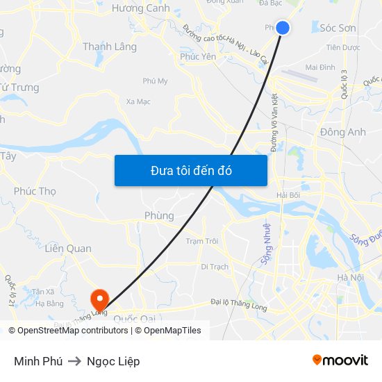 Minh Phú to Ngọc Liệp map