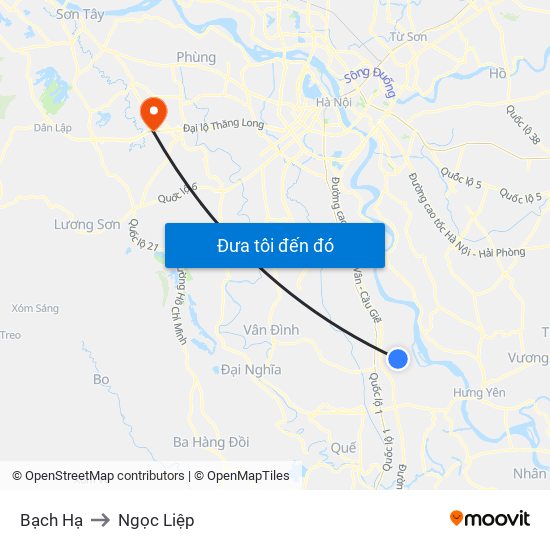 Bạch Hạ to Ngọc Liệp map