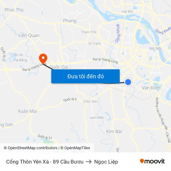 Cổng Thôn Yên Xá - 89 Cầu Bươu to Ngọc Liệp map