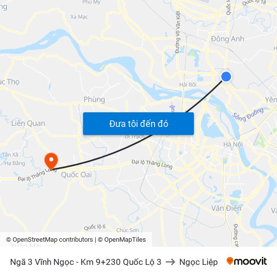 Ngã 3 Vĩnh Ngọc - Km 9+230 Quốc Lộ 3 to Ngọc Liệp map