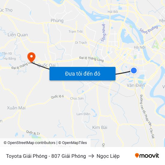 Toyota Giải Phóng - 807 Giải Phóng to Ngọc Liệp map