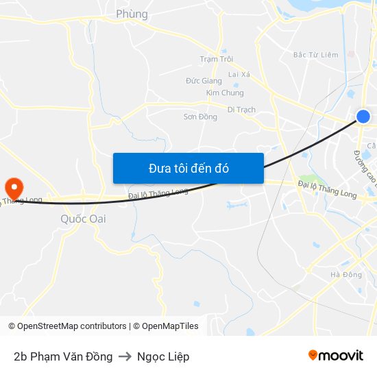 2b Phạm Văn Đồng to Ngọc Liệp map