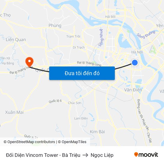 Đối Diện Vincom Tower - Bà Triệu to Ngọc Liệp map
