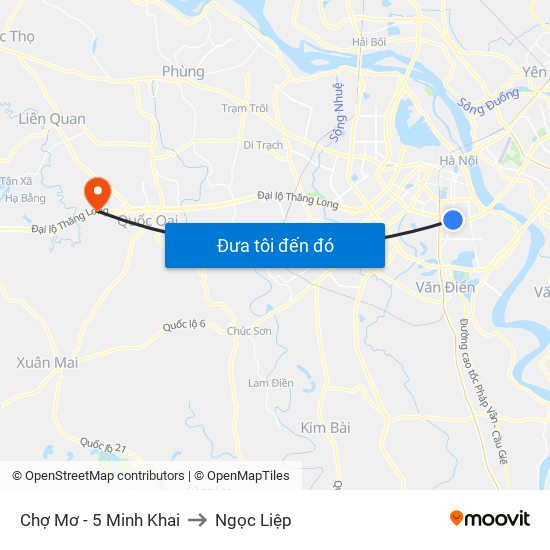 Chợ Mơ - 5 Minh Khai to Ngọc Liệp map