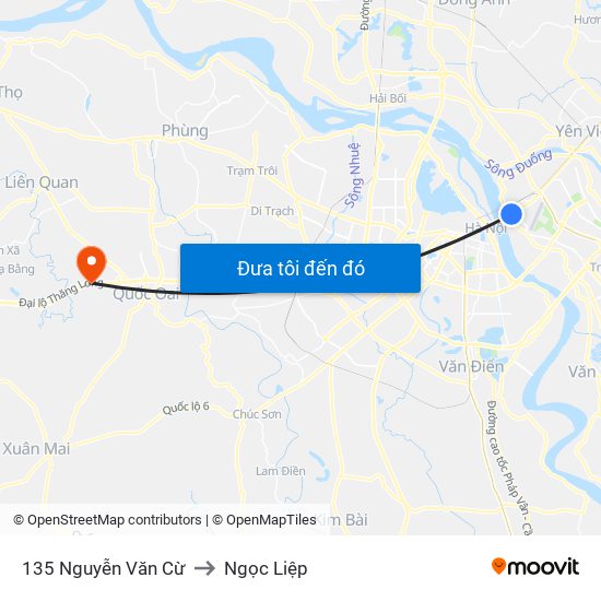 135 Nguyễn Văn Cừ to Ngọc Liệp map