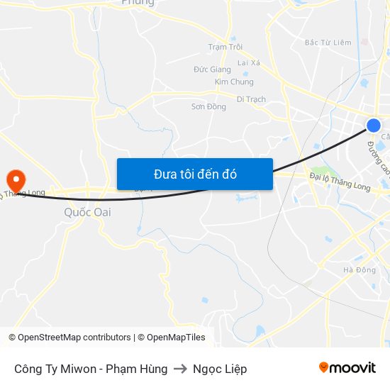 Công Ty Miwon - Phạm Hùng to Ngọc Liệp map