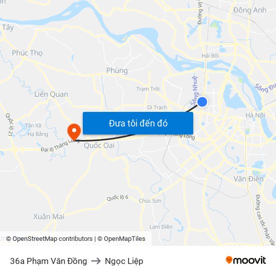 36a Phạm Văn Đồng to Ngọc Liệp map