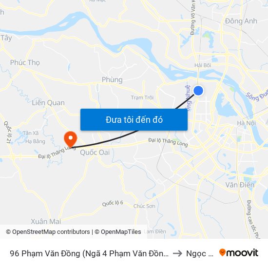 96 Phạm Văn Đồng (Ngã 4 Phạm Văn Đồng - Xuân Đỉnh) to Ngọc Liệp map