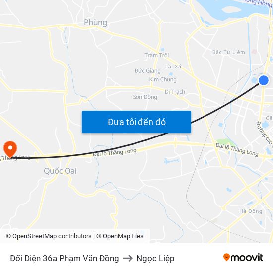 Đối Diện 36a Phạm Văn Đồng to Ngọc Liệp map