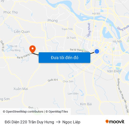 Đối Diện 220 Trần Duy Hưng to Ngọc Liệp map