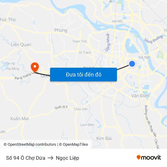 Số 94 Ô Chợ Dừa to Ngọc Liệp map