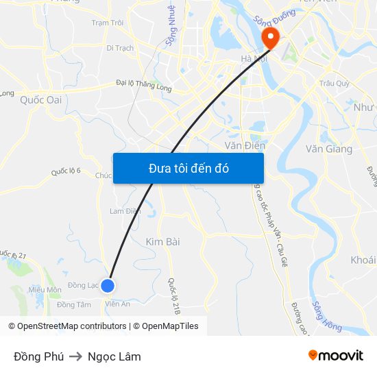 Đồng Phú to Ngọc Lâm map