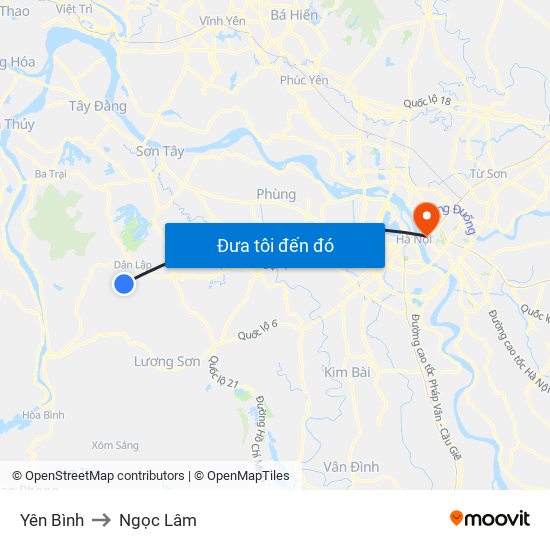 Yên Bình to Ngọc Lâm map