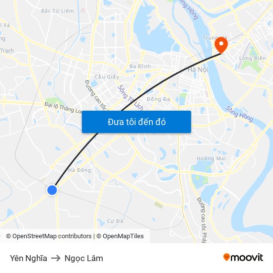 Yên Nghĩa to Ngọc Lâm map