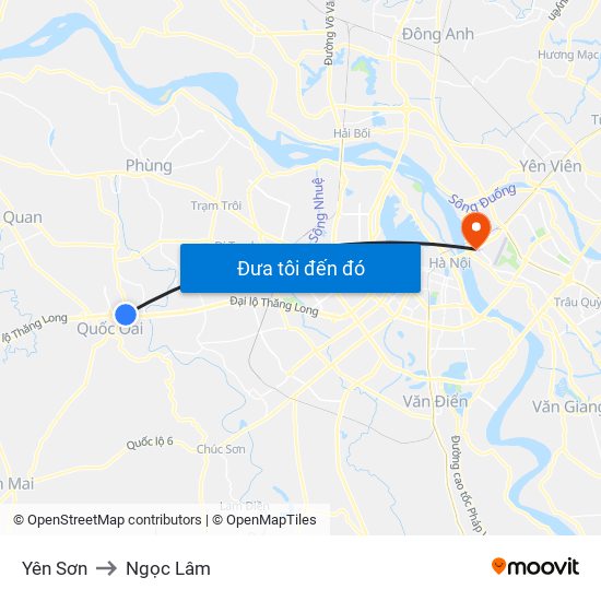 Yên Sơn to Ngọc Lâm map