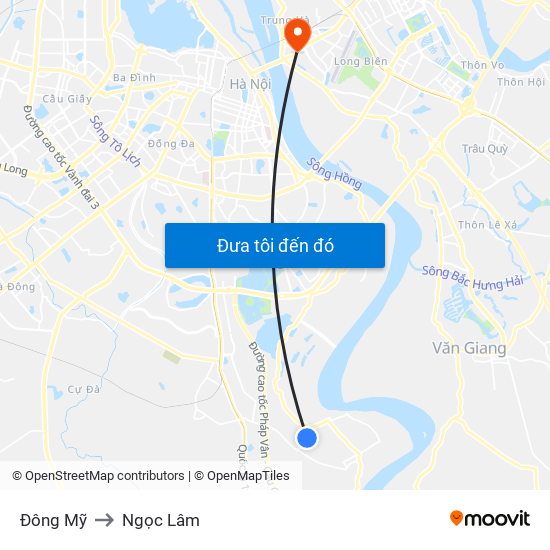 Đông Mỹ to Ngọc Lâm map