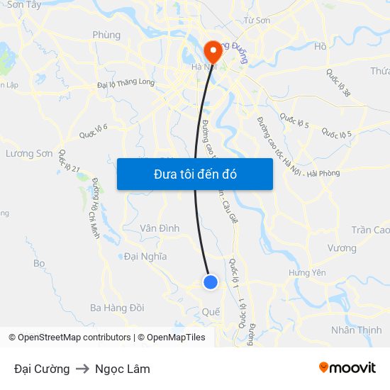 Đại Cường to Ngọc Lâm map