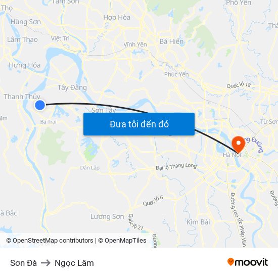 Sơn Đà to Ngọc Lâm map