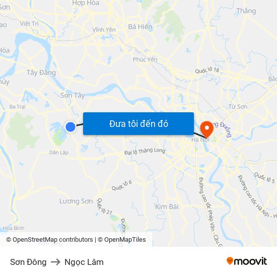 Sơn Đông to Ngọc Lâm map