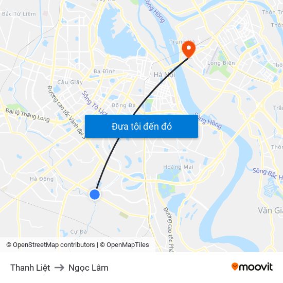 Thanh Liệt to Ngọc Lâm map