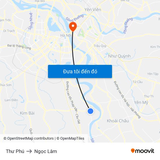 Thư Phú to Ngọc Lâm map