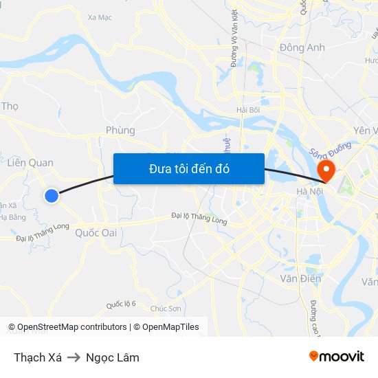 Thạch Xá to Ngọc Lâm map