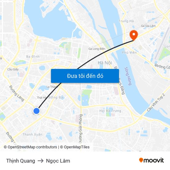 Thịnh Quang to Ngọc Lâm map